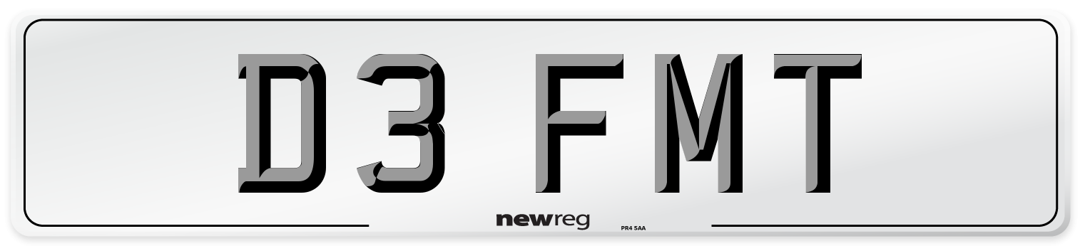 D3 FMT Number Plate from New Reg